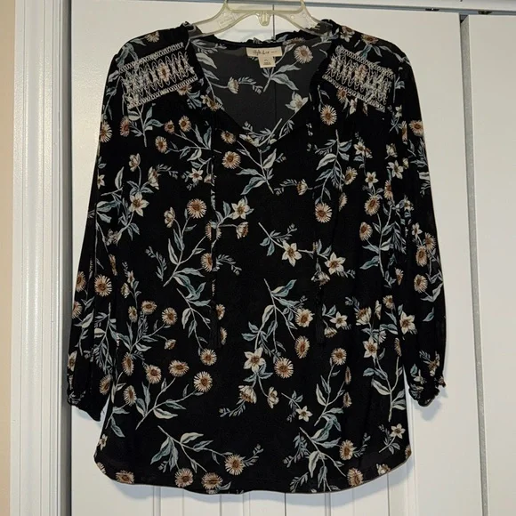 ⚡️Gone! Style & Co black floral blouse, size PL, petite large - Picture 1 of 4